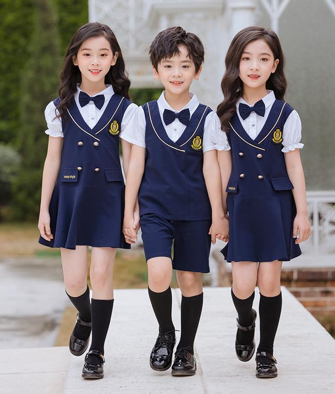 艾咪天使夏季新款英倫風幼兒園園服畢業禮服套裝